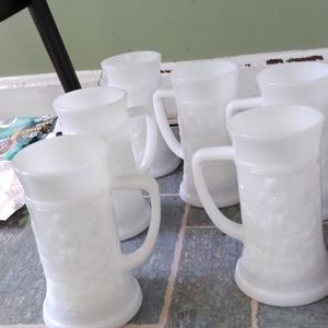 German milk glasses (beer Stein glass) 6 pc